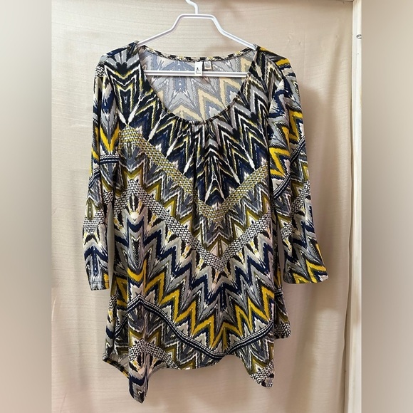 Jules & Leopold Tops - ⚫️ Jules & Leopold Chevron Ikat Print Tunic Top – XL